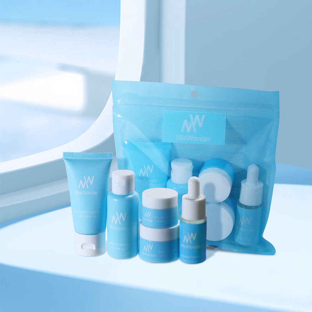 Pack de voyage 5 pièces : Lait Nettoyant Hydratant, Lotion Tonique, Crème, Lotion Contour des Yeux