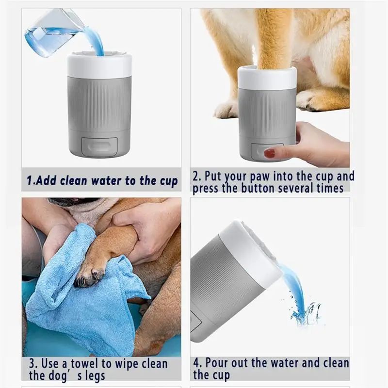 Tasse de lavage de pattes pour animaux de compagnie, nettoyage extérieur et toilettage pour chiens, artefact de lavage de pattes, outil automatique de lavage de pieds et de bain de pieds.