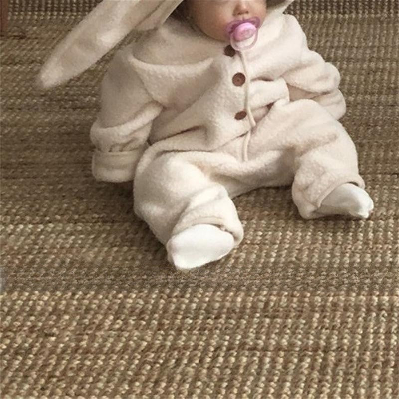 Cute Rabbit Ears Lamb Hair Hooded Outdoor Climbing Suit