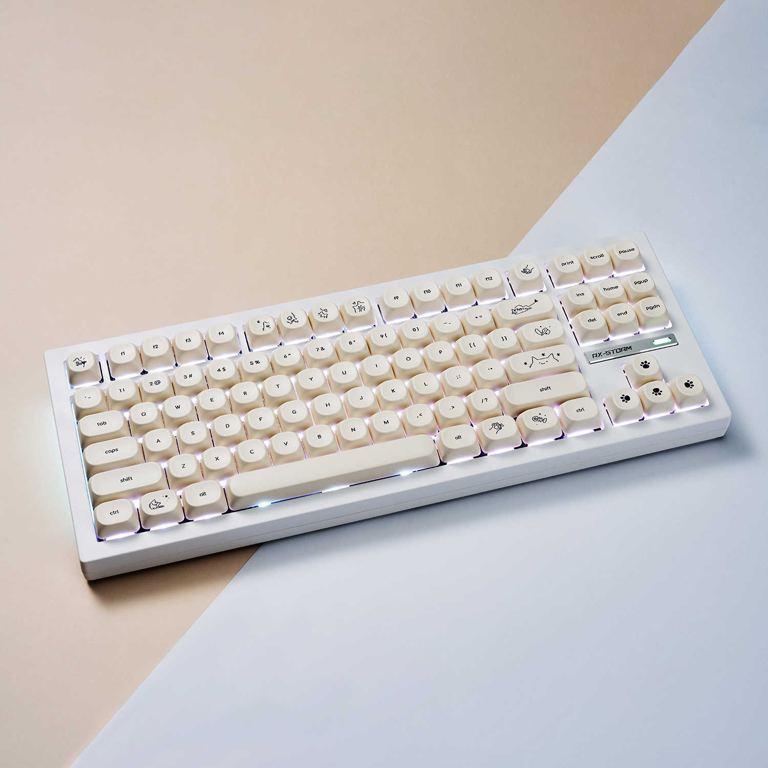 Minimalist Small Font Cute Cat Mechanical Keyboard Keycaps