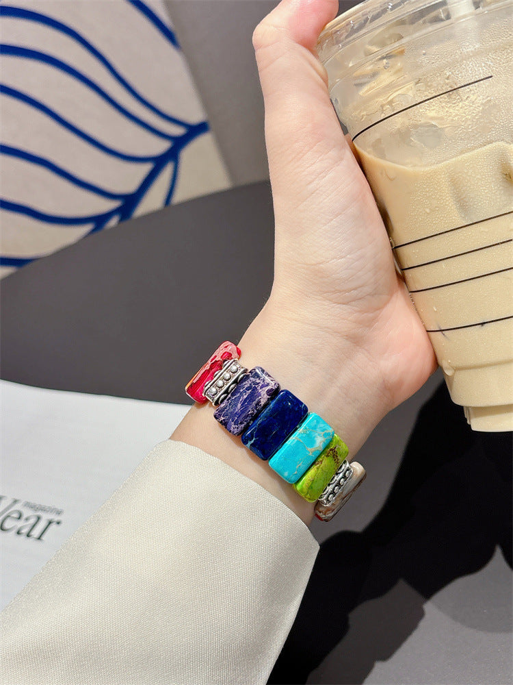 New Natural Stone Plate Strap Bracelet