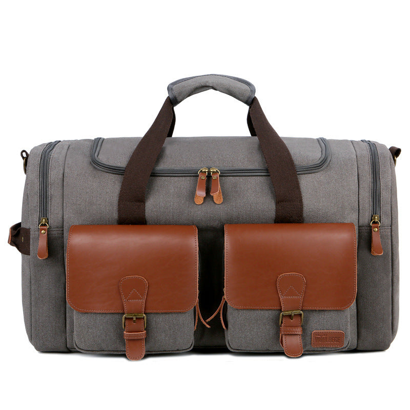 Sac de sport rétro portable en cuir Crazy Horse et toile pour homme