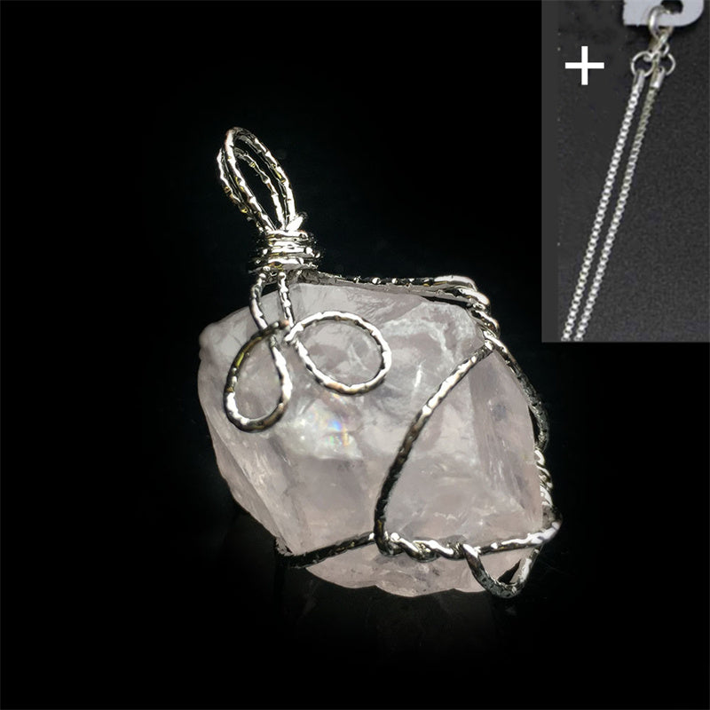 Natural Crystal Agate Rough Stone Pendant Irregular Winding