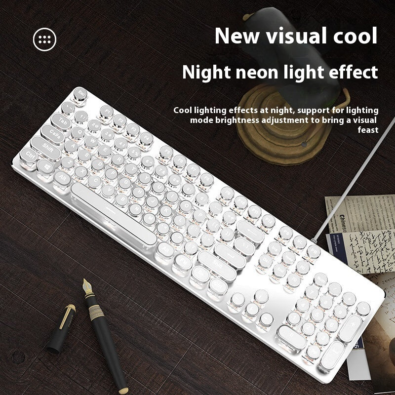 TK100 Mechanical Keyboard Green Axis Retro Punk