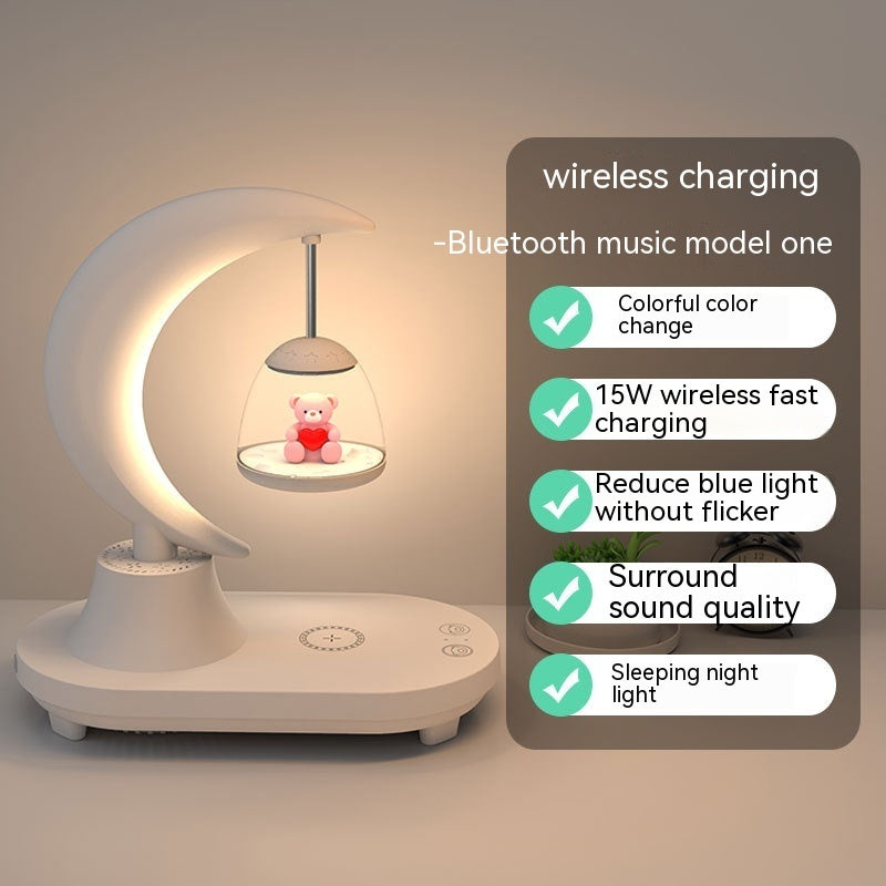 Bluetooth Speaker Bedside Seven-color Atmosphere Small Night Lamp Wireless Charging