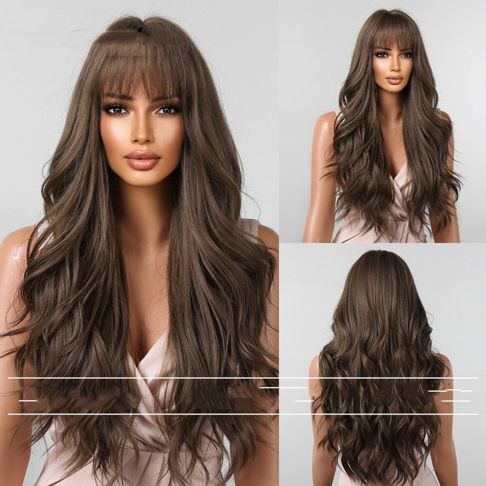 Wig Long Hair Natural Straight Bangs Big Wave