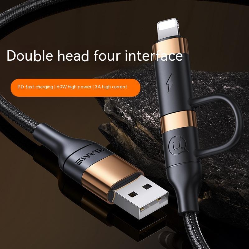 Câble de données de charge rapide PD quatre-en-un, chargement deux-à-deux universel pour téléphone portable