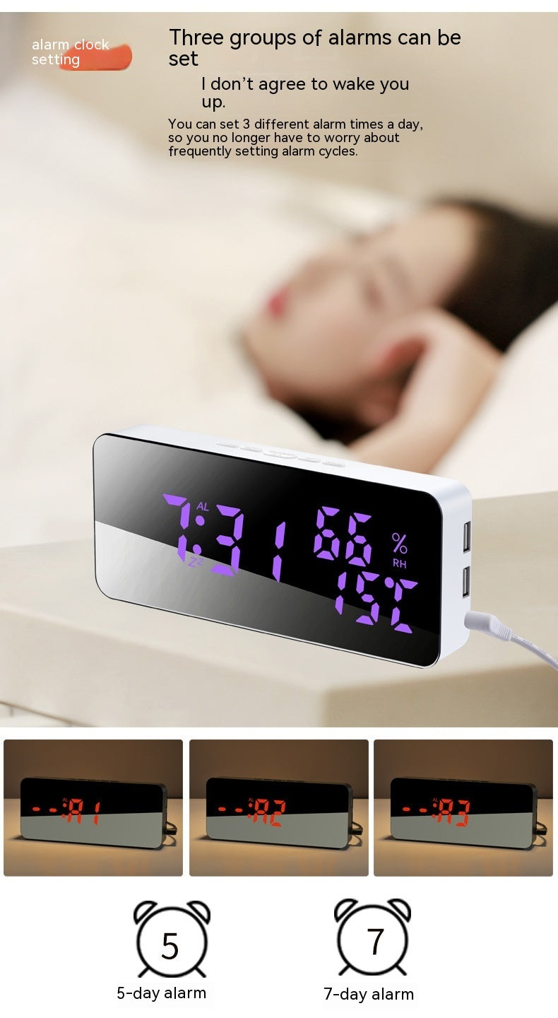 Miroir de charge créatif pour téléphone portable Horloge murale Alarme Rappel Vocal