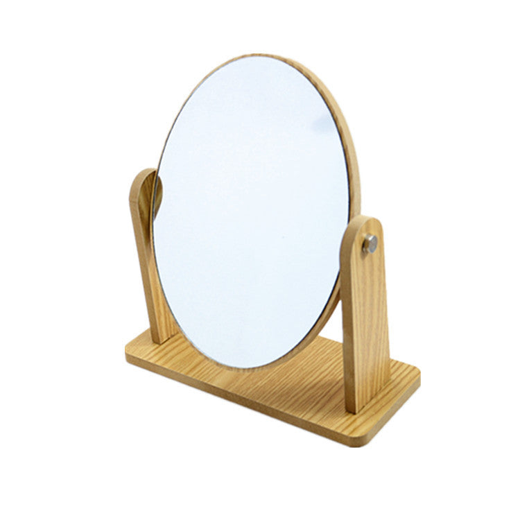 Miroir de maquillage en bois de bureau rotatif