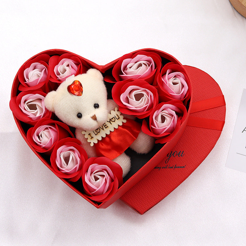 Boîte cadeau Cœur de Roses en Savon Saint-Valentin Fête des Mères