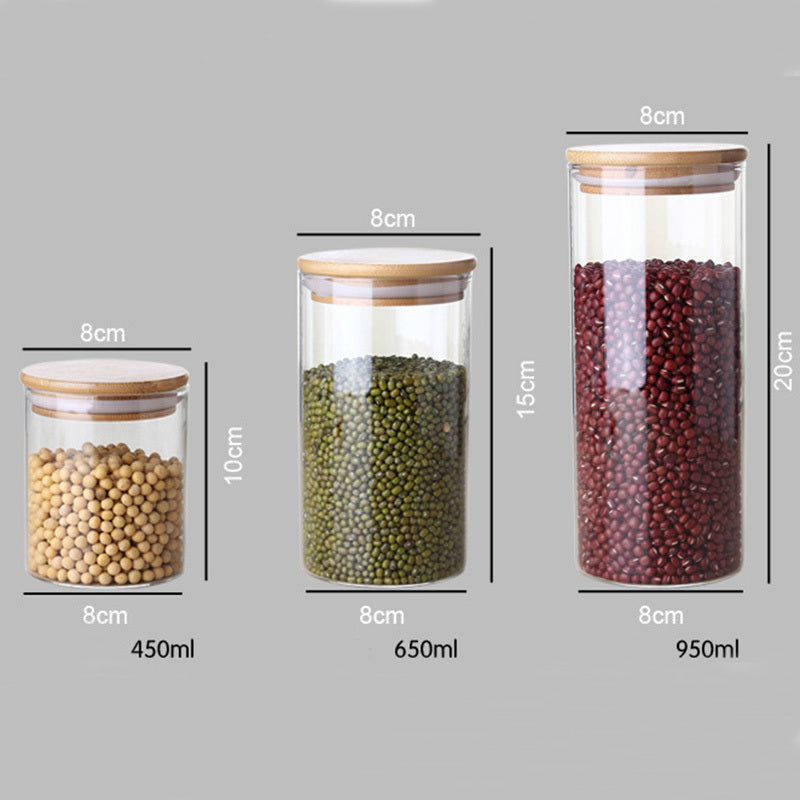 Glass Storage Jar With Bamboo Lid For Storing Tea