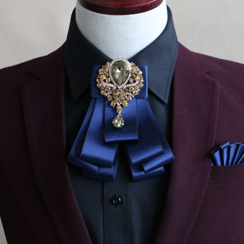 Men's Fashion Simple Diamond Bow Tie Set