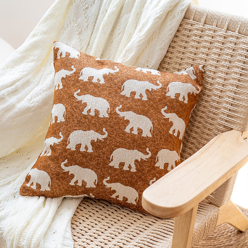Ethnic Style Yarn-dyed Elephant Throw Pillow Cushion