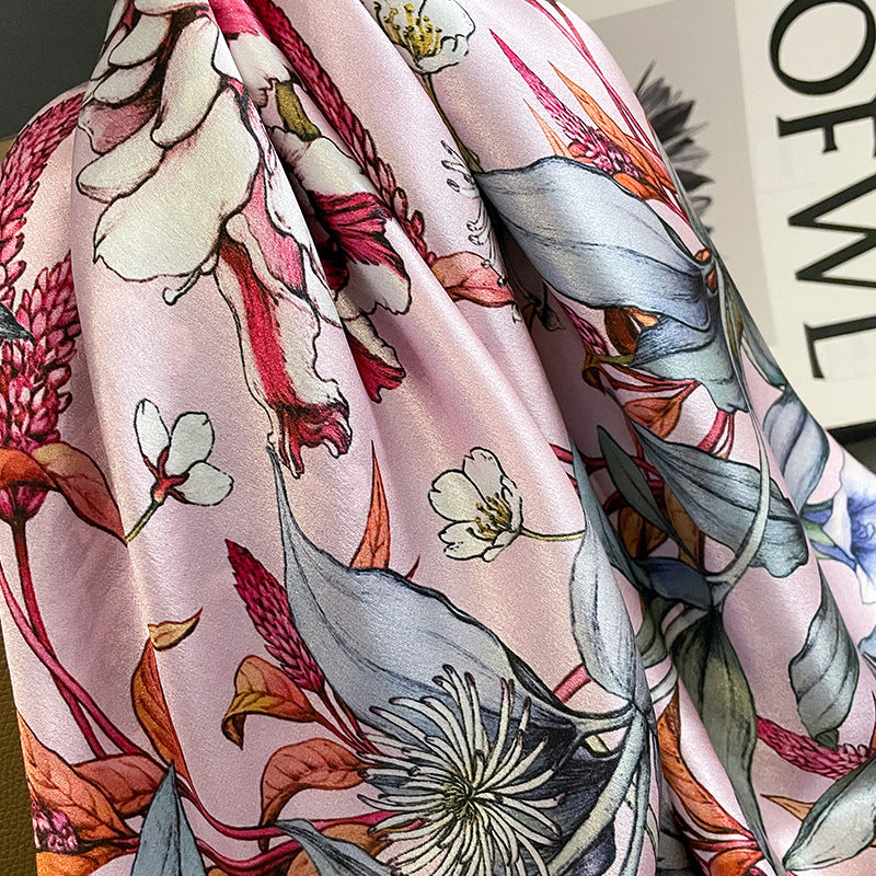 Écharpe en soie imprimée pour femme, chaude pour l'automne et l'hiver