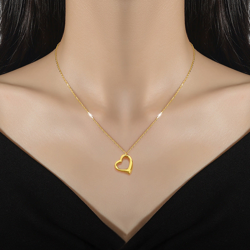 Simple Bracelet Love Heart Furnace Real Gold Cold Necklace Female Ins