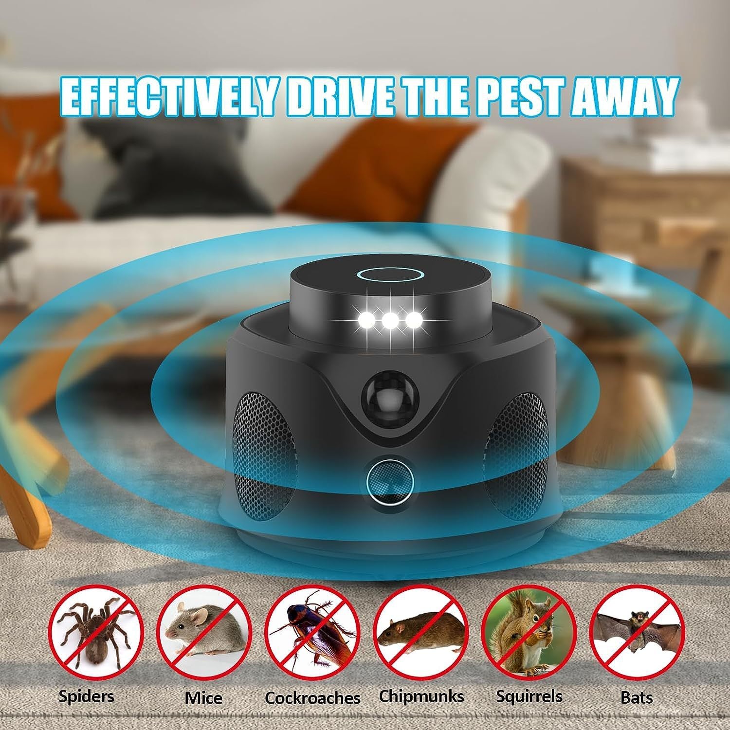 Indoor 360 Degrees Ultrasonic Mouse Expeller Multi-functional Insect Killer