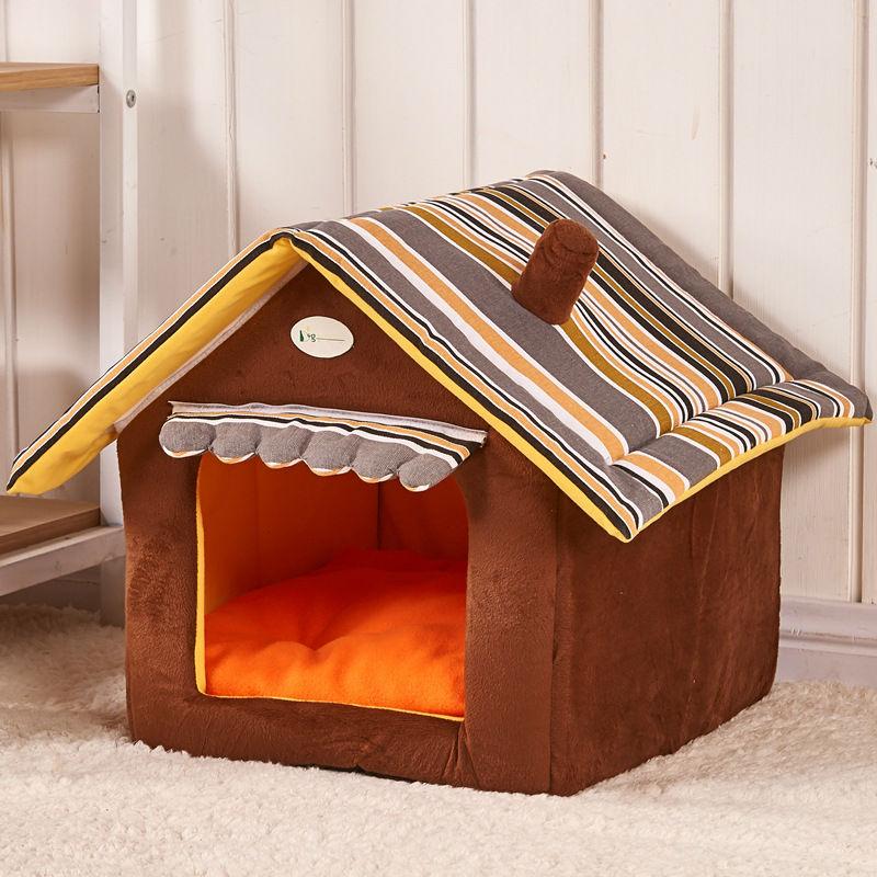 Nouvelle Mode Rayé Amovible Housse Tapis Niche Chien Lits pour Chiens Petits et Moyens Produits pour Animaux de Compagnie Maison Lits pour Animaux de Compagnie pour Chat