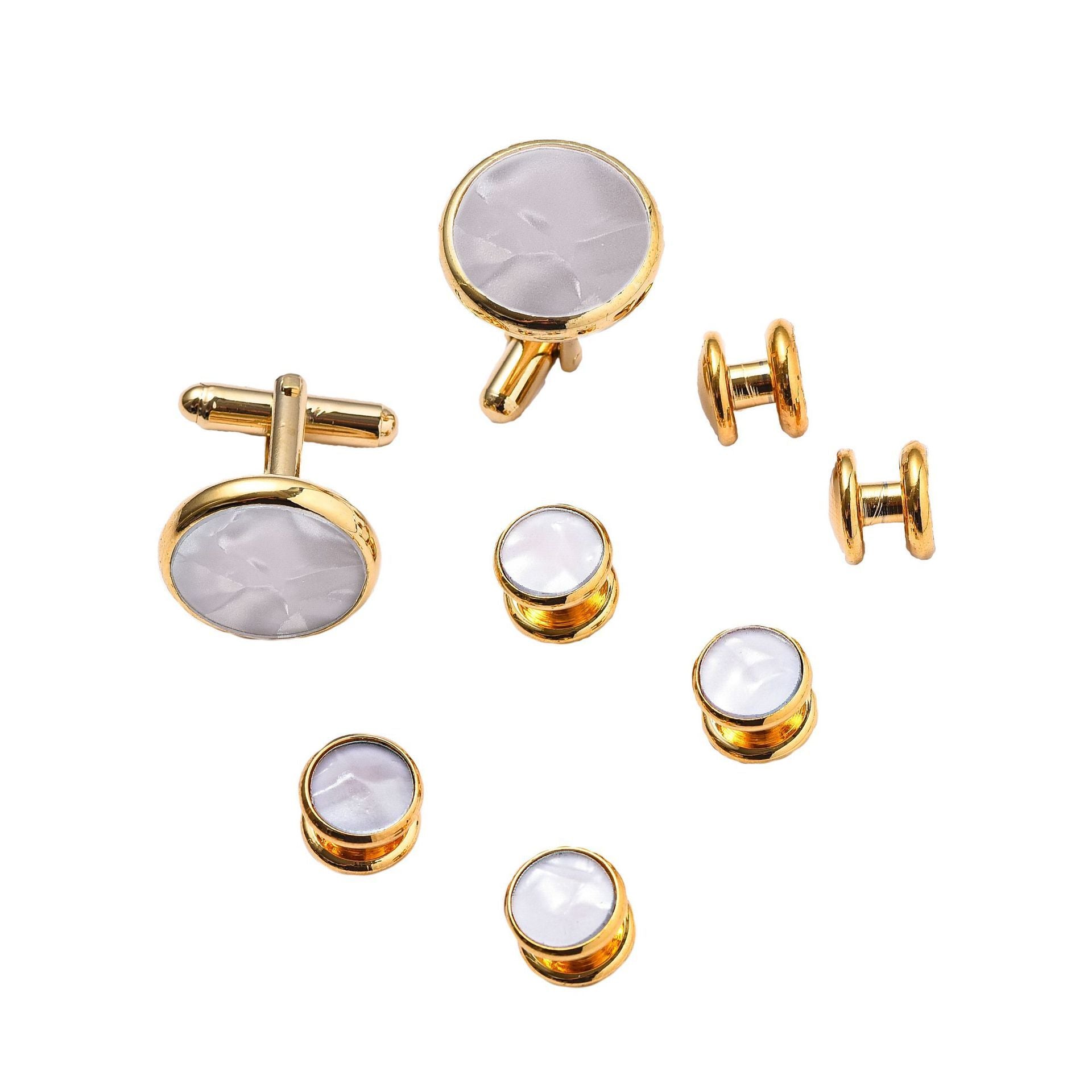 Boutons de manchette homme chemise française ronde goutte coque boutons de manchette combo 8 pièces