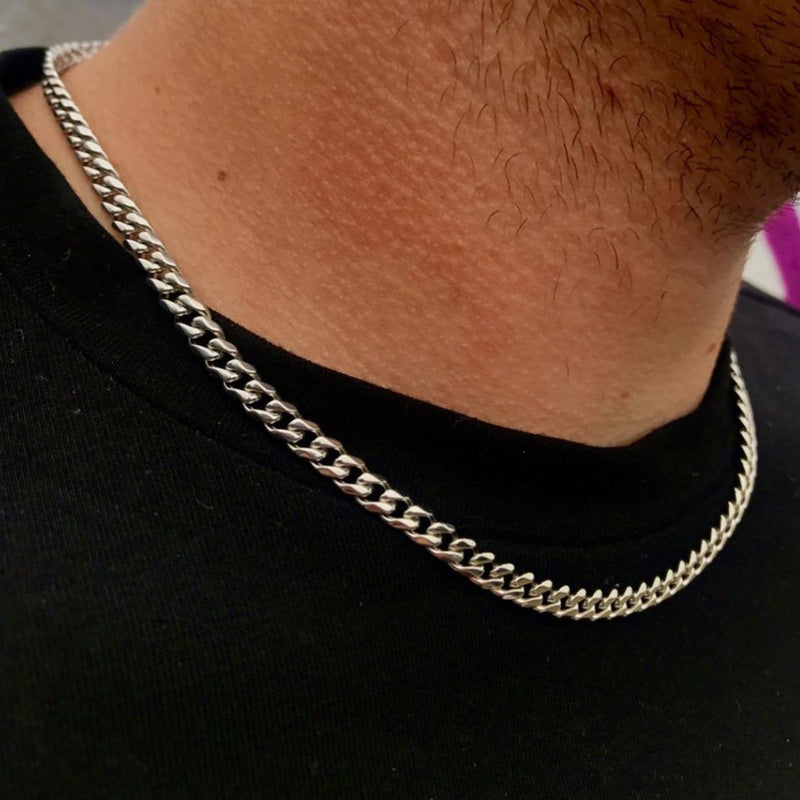 Collier chaîne cubaine Figaro en acier inoxydable pour hommes et femmes