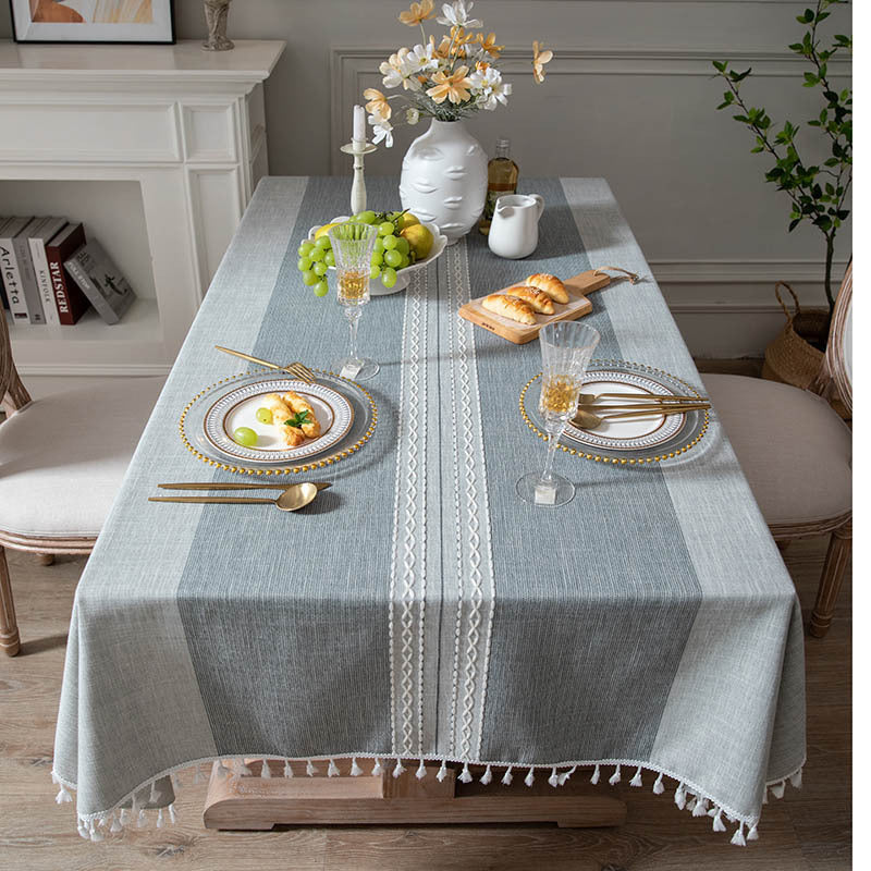 Double Stripe Knitted Jacquard Rectangular Tablecloth