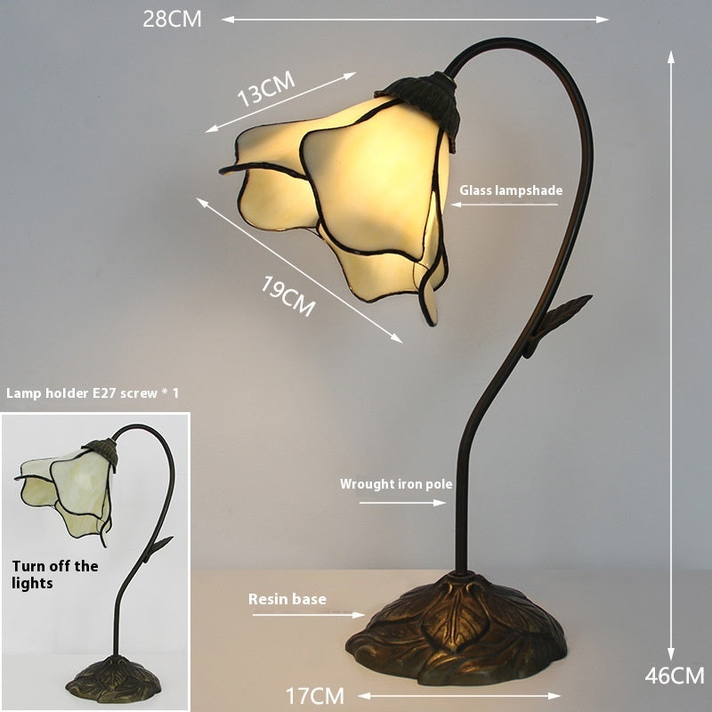 Retro American Desk Luxury Classical Sofa Tea Art Glass Table Lamp