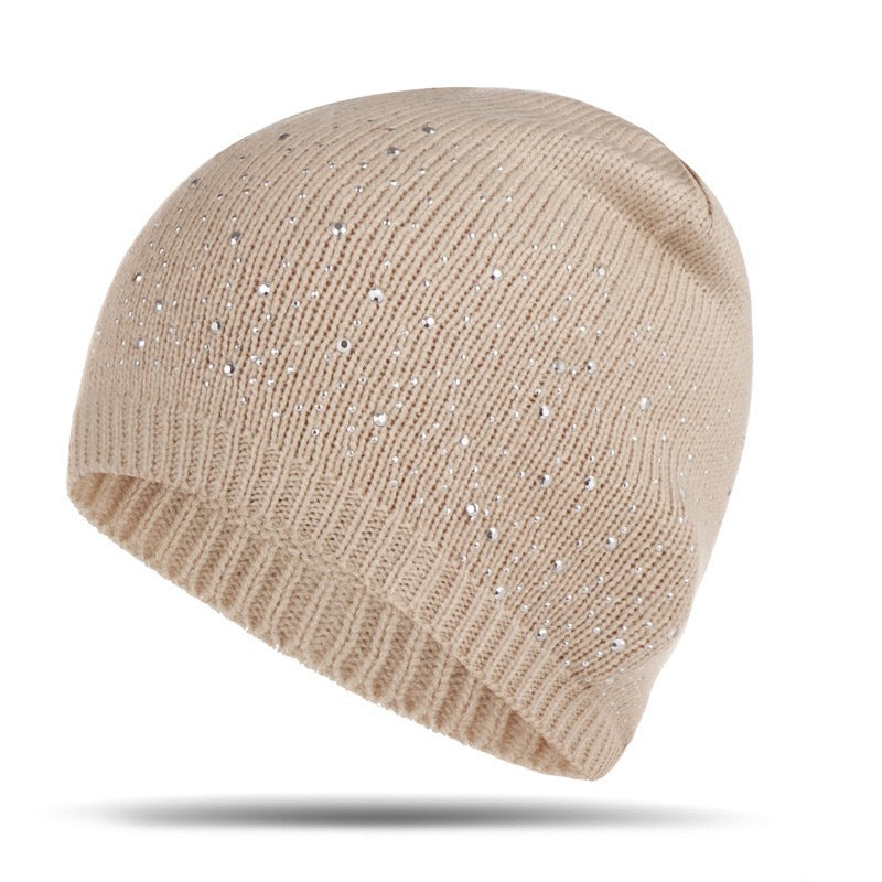 Europe et États-Unis nouveau dames multi-couleur point drill tête chapeau tricoté automne et hiver chapeau tricoté chaud laine chapeau