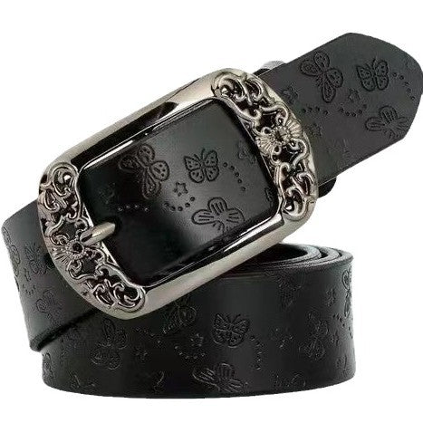 Retro Pin Buckle Printed Belt Fashion Casual Decorative Jeans Pant Belt