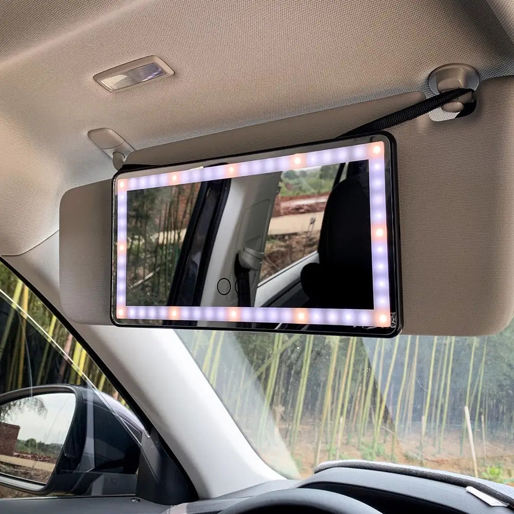 Miroir de maquillage lumineux portable pour voiture