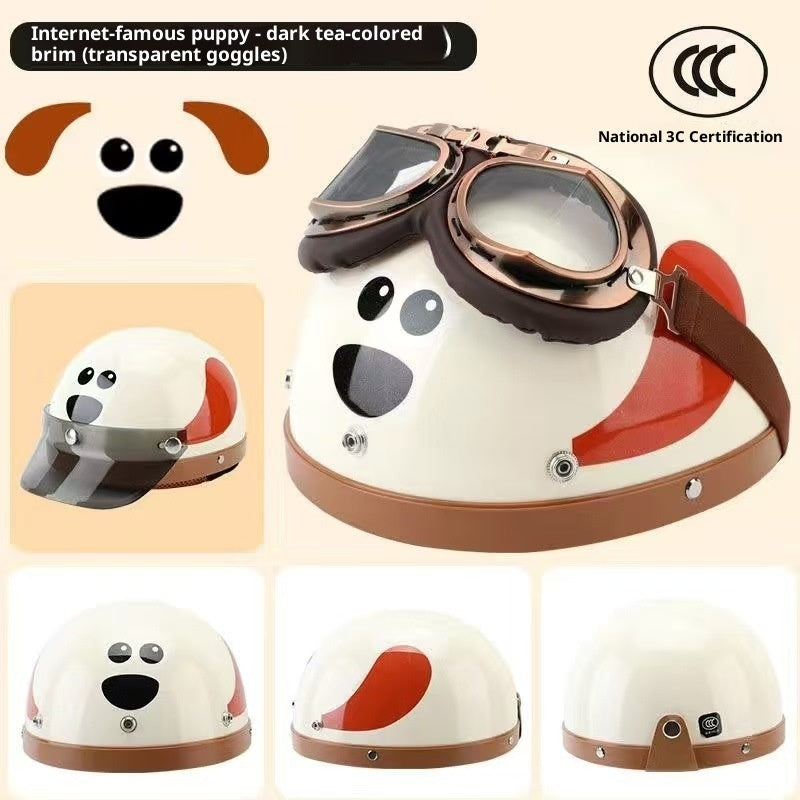 Electric Car Four Seasons Universal Men's Cute Warm Helmet