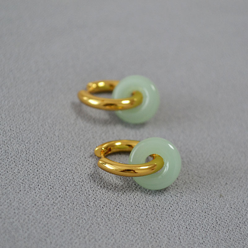 Fashion Retro Natural Stone Ring Earrings For Women
