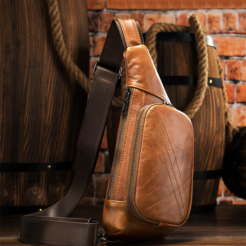 Sac de Poitrine en Cuir Vintage pour Homme