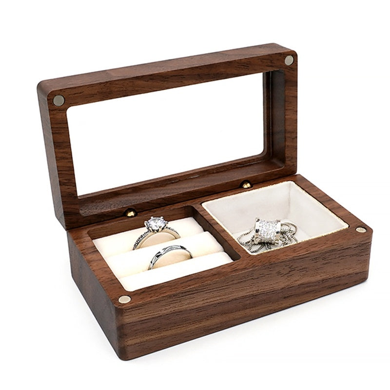 Wooden Jewelry Storage Box Exquisite High-end Gift Portable