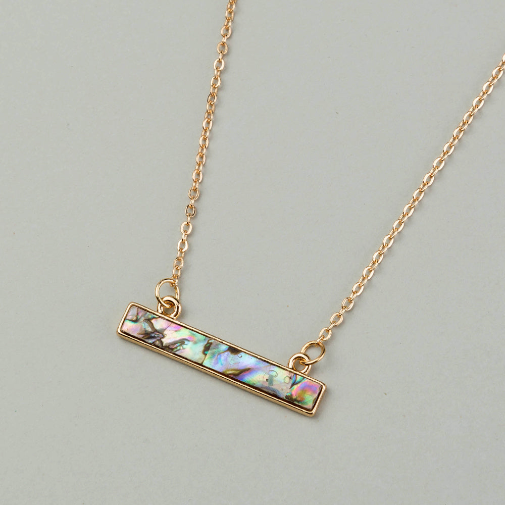 Personality summer beach minimalist style wild long strip color abalone shell necklace ins female