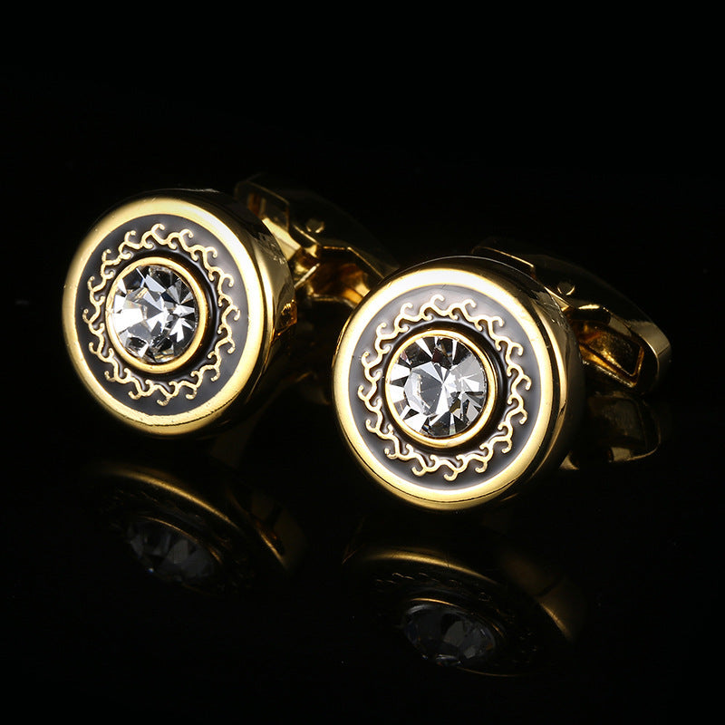 Boutons de manchette ronds dorés de style français pour homme