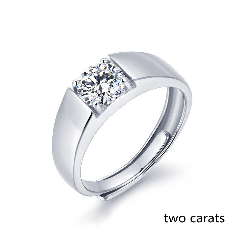 Bague pour homme en or blanc et moissanite en argent sterling