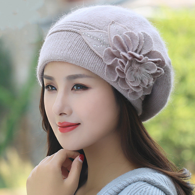 Ladies Plus Fleece Warm Earmuff Beret Hat