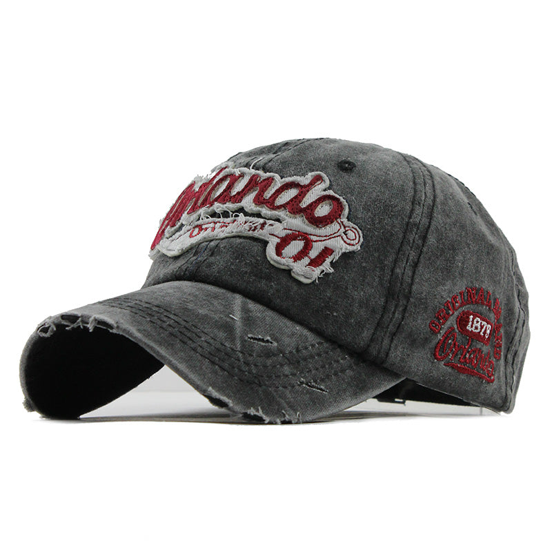New style baseball cap pure cotton washed letter cap trend couple casual hat