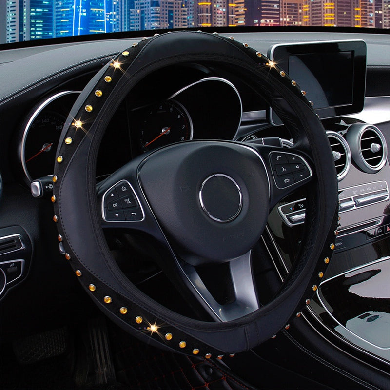 Leather, Diamonds And Gems Flash Elastic Elastic Steering Wheel Cover