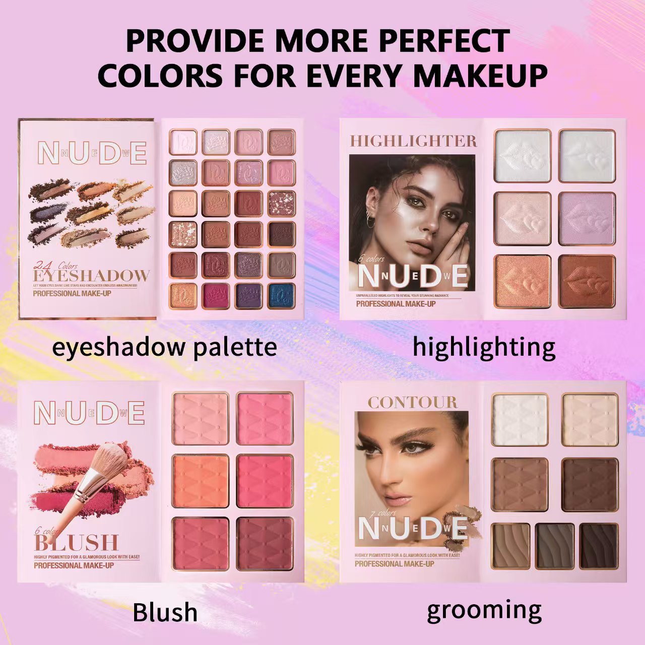 Palette de Fards à Paupières Multifonctionnels Mat Chatoyant Blush Highlighter Intégré