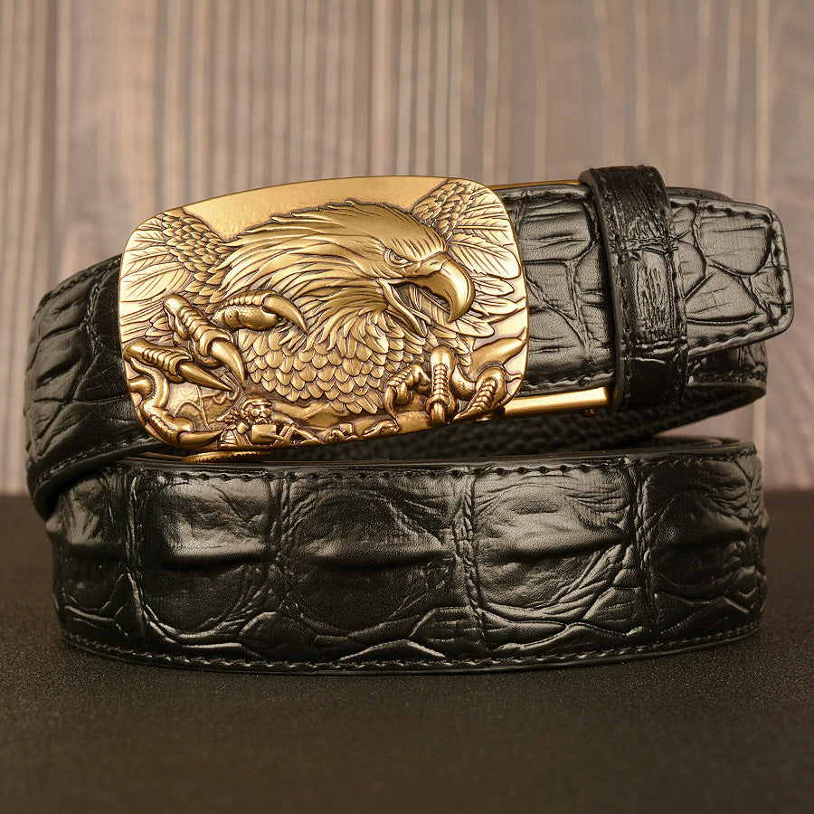 Ceinture en cuir double pour homme avec boucle automatique