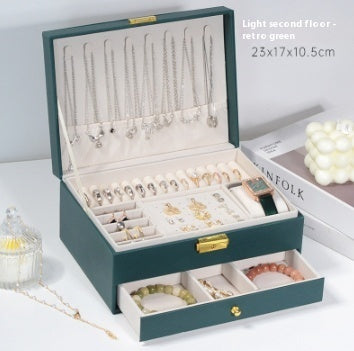 Boîte de rangement de bijoux Boîte à bijoux de luxe exquise pour colliers boucles d'oreilles or