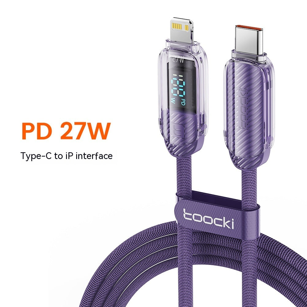 Câble de données de charge rapide PD27W à affichage numérique transparent