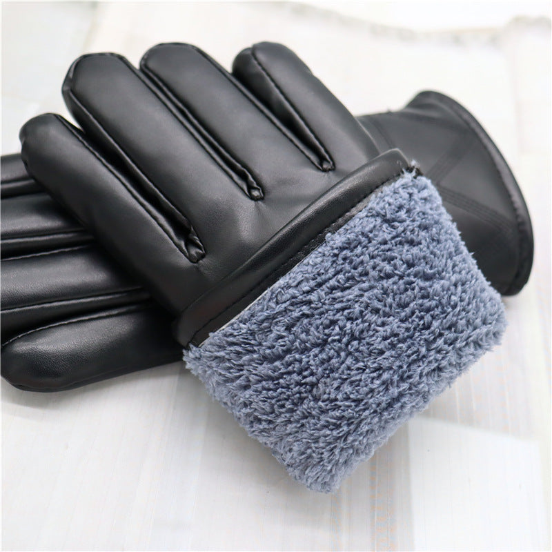 Gants en cuir homme chaud doublés polaire coton et duvet