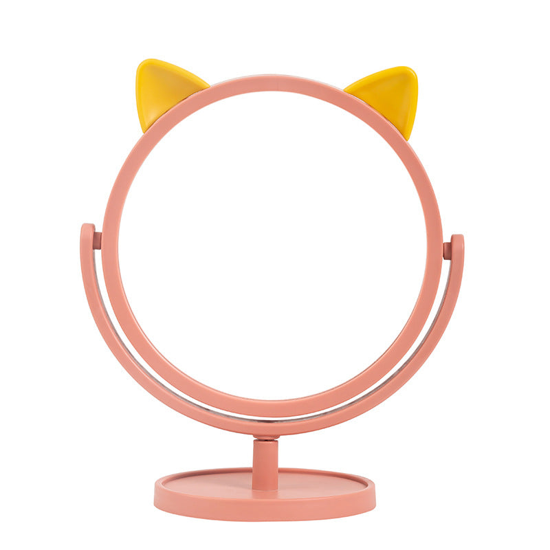 Miroir de maquillage oreilles de chat de dessin animé Miroir de maquillage de bureau simple face