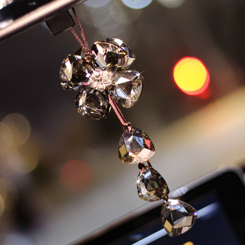 Pendentif d'intérieur en cristal trèfle à quatre feuilles