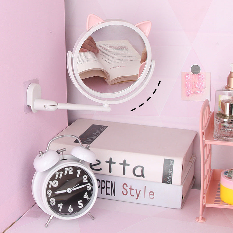 Punch-free cute wall-mounted makeup mirror