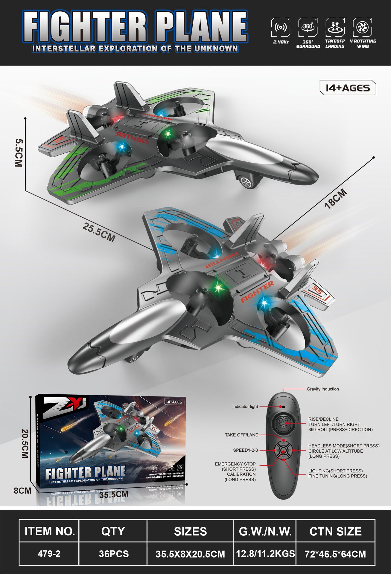 Drop-resistant Foam Gravity Glider Special Effect Colorful Light Four-axis UAV Unmanned Aerial Vehicle