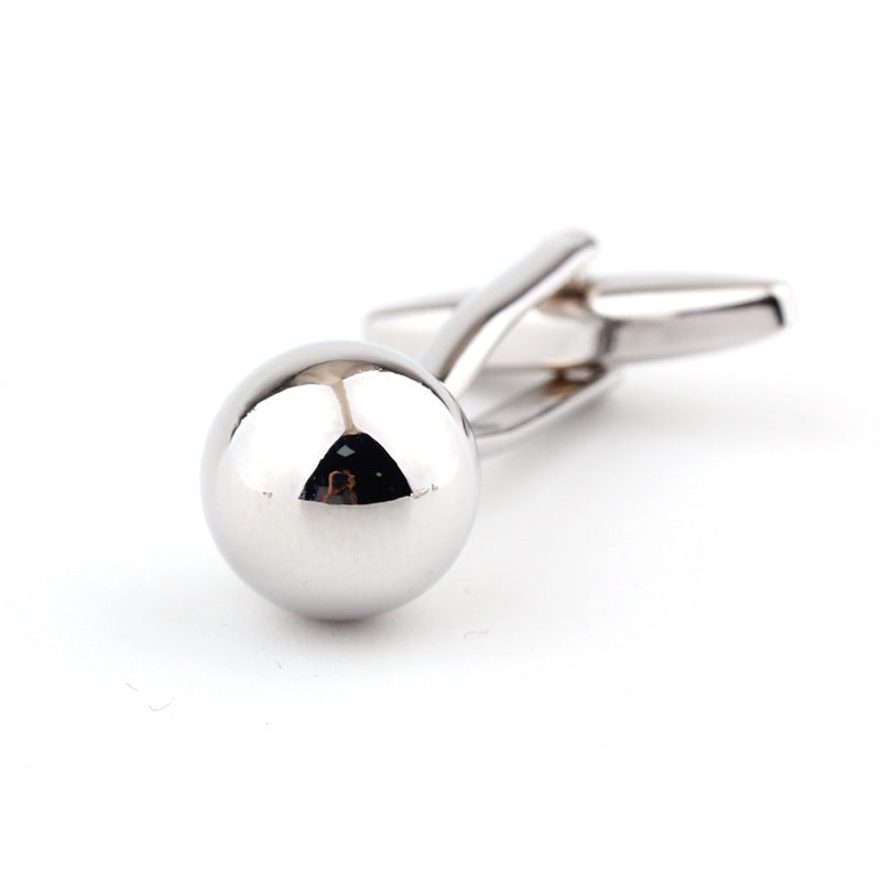 Boutons de manchette en métal en forme de boule en acier argenté pour chemise française pour homme