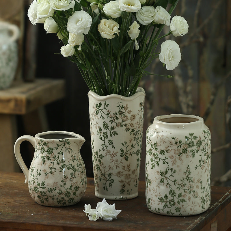 Décorations Simples Vases Céramique Rétro Vert