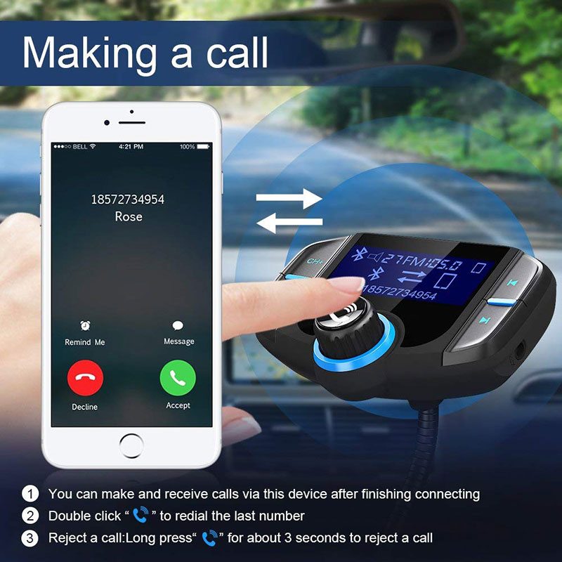 Car Bluetooth transmitter fast charge